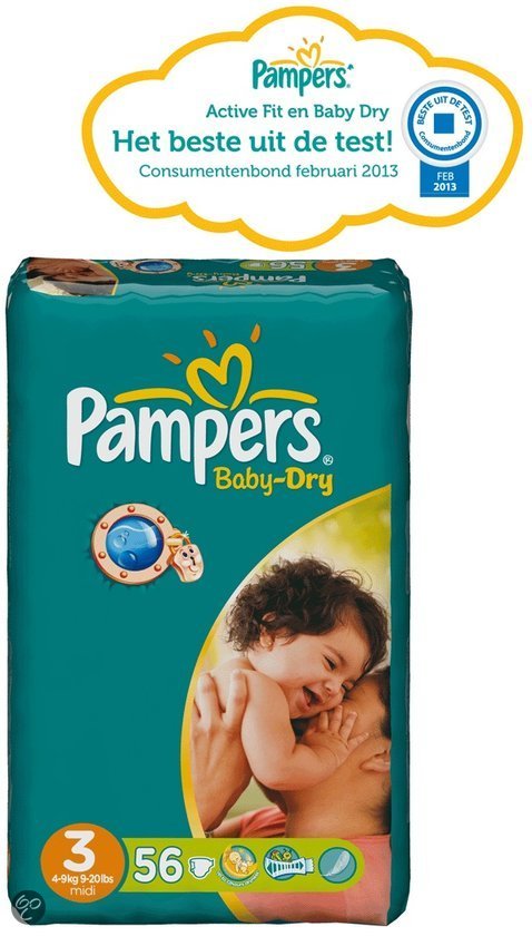 Pampers Baby Dry Luiers Maat 3 - Voordeelpak 56st Zwanger en Ouder Shop