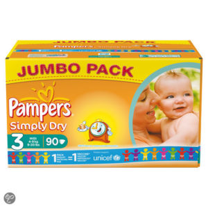 Afbeelding van Pampers Simply Dry - Luiers Maat 3 Jumbo box 90 st.