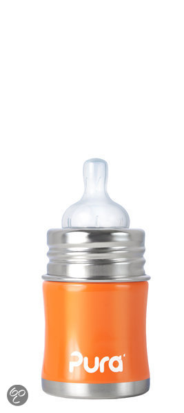 Afbeelding van Pura Kiki - Babyfles 150 ml (silicone natural vent nipple - speen) - Oranje