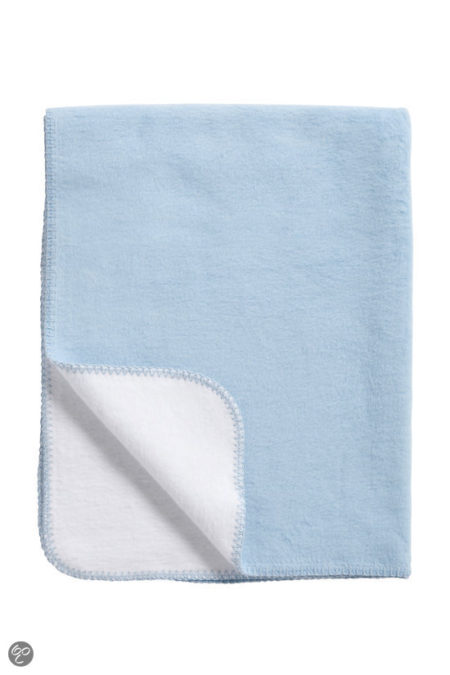 Afbeelding van Meyco katoenen deken double face lichtblauw/wit 75x100 cm