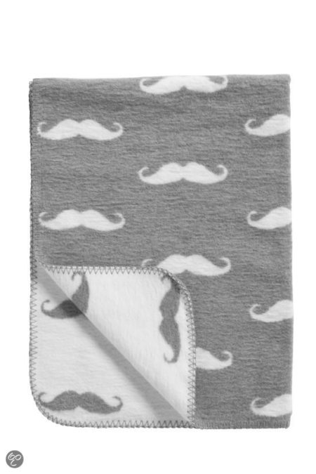 Afbeelding van Meyco katoenen deken Moustache grijs 75x100 cm
