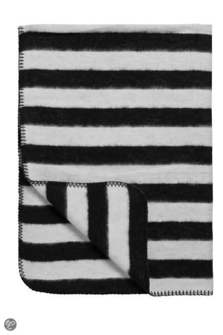 Afbeelding van Meyco biologisch katoenen deken Stripe zwart/wit 120x150 cm