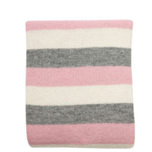 Afbeelding van Urban Moodz Deken Merinowol Rib deken streep roze grijs