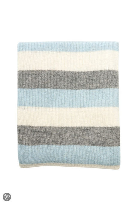 Afbeelding van Urban Moodz Deken Merinowol Rib deken streep blauw grijs