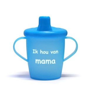 Afbeelding van Kiddyboo Love Cup Antilekbeker "Ik hou van mama" - azuurblauw