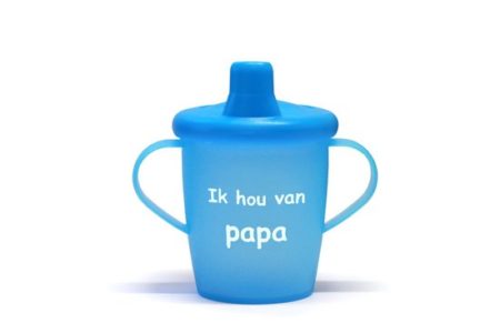 Afbeelding van Kiddyboo Love Cup Antilekbeker "Ik hou van papa" - azuurblauw