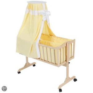 Afbeelding van Babywiegje schommelwieg babybedje hemeltje geel 401022