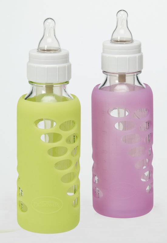 Contractie Bekend Vervolgen Dr. Brown's - Beschermhoes glazen fles 240 ml - Groen/Roze 2 stuks -  Zwanger en Ouder Shop
