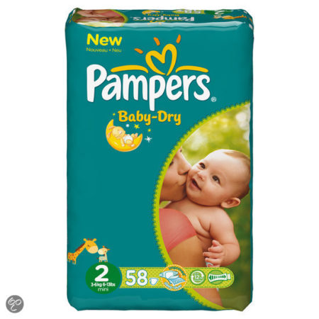 Afbeelding van Pampers Baby Dry - Luiers Maat 2 - Voordeelpak 58st