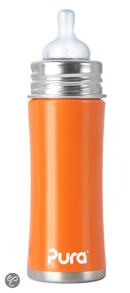 Afbeelding van Pura Kiki - Babyfles 325 ml (silicone natural vent nipple - speen) - Oranje