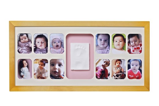 wijk Ook Cadeau Baby Memory Prints - Fotolijst 12 maanden - Naturel - Zwanger en Ouder Shop