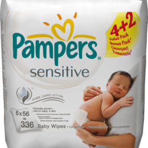 Afbeelding van Pampers Sensitive - Babydoekjes - 6 x 56 stuks