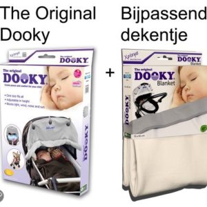 Afbeelding van Original Dooky + Blanket combi pack - DOOKY Grijs +  Dekentje Grijs-Creme