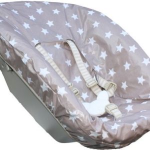 Afbeelding van Geplastificeerde hoes Ukje voor Newborn set Stokke Tripp Trapp - Beige met witte sterren 2 cm