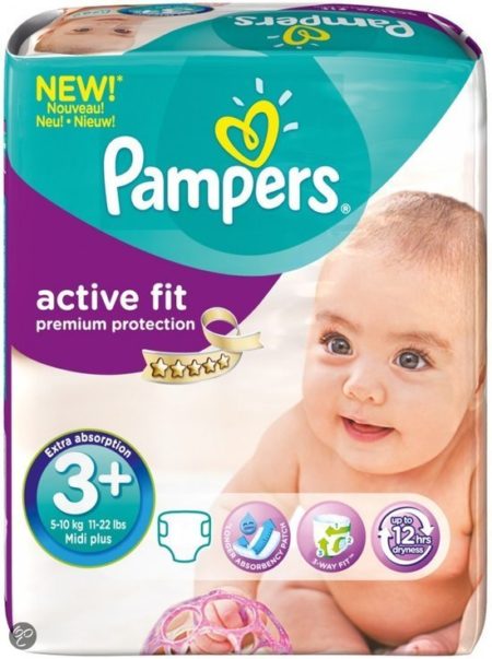 Afbeelding van Pampers Baby luier Active Fit Maat 3+ - 132 stuks
