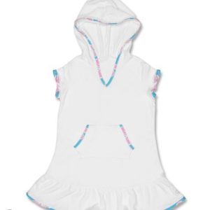 Afbeelding van SnapperRock UV werend jurkje voor meisjes - wit capuchon