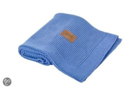 Afbeelding van BIO katoen deken gebreid blauw