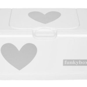 Afbeelding van Funkybox - Billendoekjes Doosje - Wit Met Zilveren Hart