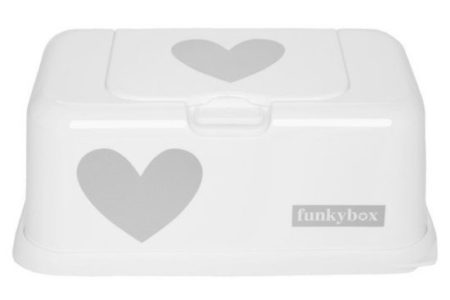 Afbeelding van Funkybox - Billendoekjes Doosje - Wit Met Zilveren Hart