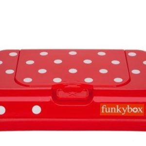 Afbeelding van Funkybox - Billendoekjes doosje To go - Rood met witte dots