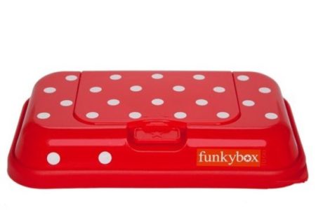 Afbeelding van Funkybox - Billendoekjes doosje To go - Rood met witte dots
