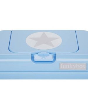 Afbeelding van Funkybox - Billendoekjes doosje To go - Licht Blauw met zilveren ster