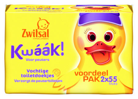 Afbeelding van Zwitsal - Kwaak Vochtige Toiletdoekjes - Navul 2x55 st