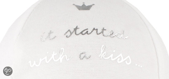 Afbeelding van BamBam Mutsje "It started with a kiss" - Wit/Zilver