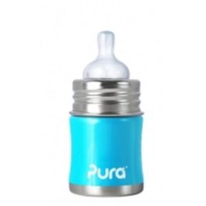 Afbeelding van Pura Kiki infant bottle 5oz (silicone natural vent nipple - speen), Aqua blauw