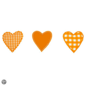 Afbeelding van Taftan - Dekbedovertrek hartjes - 100 x 135 cm - oranje