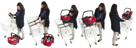 Afbeelding van Pippi-carrier - Drager voor autostoel op winkelwagen - Grijs Jasje