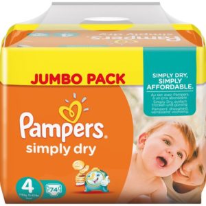 Afbeelding van Pampers Simply Dry - Maat 4 Jumbo Box 74 luiers