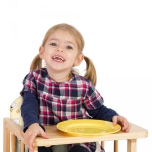 Afbeelding van Kinderstoel Tectake blank hout inclusief tafel - Geel