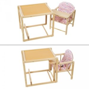 Afbeelding van Kinderstoel Tectake blank hout inclusief tafel - Roze