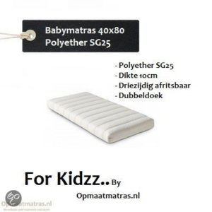 Afbeelding van For Kidzz.. Babymatras 40x80 x10cm - polyether driezijdige rits