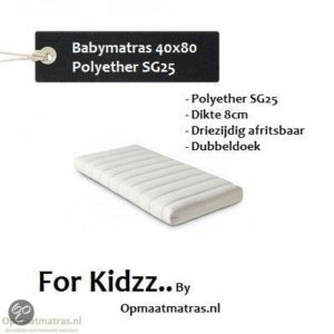 Afbeelding van For Kidzz.. Babymatras 40x80 x8cm - polyether driezijdige rits