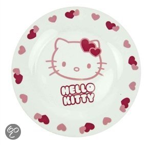 Afbeelding van Hello Kitty porseleinen bord hartjes print