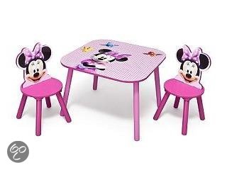 Afbeelding van Minnie Mouse - houten tafel + 2 stoelen