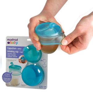 Afbeelding van Drinkfles capje, set van 2, blauw - Mastrad Baby