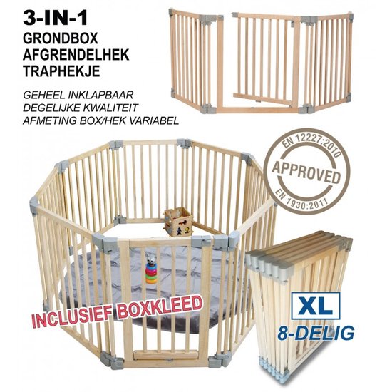 tweelingbox, grondbox met boxkleed inklapbaar 8-zijdig Zwanger en Ouder Shop