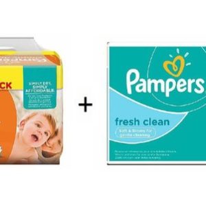 Afbeelding van Pampers Simply Dry maat 4 148 stuks + Pampers Fresh billendoekjes 12st