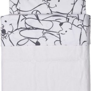 Afbeelding van Anel Pooh Fresh Mint - Wieg lakentje + kussensloop - 80x100 cm - Wit/Grijs
