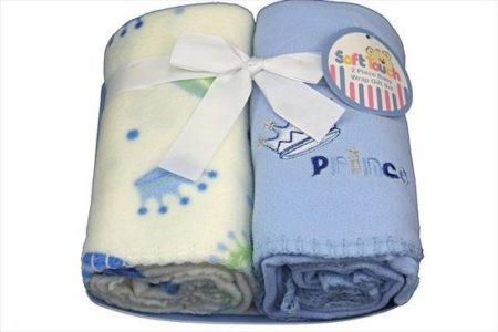 Afbeelding van Soft Touch baby omslagdoeken Prince - set van 2 stuks wit en blauw - kraamcadeau