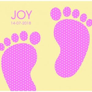 Afbeelding van 20 stuks geboortekaartje met roze voetjes met stippen 911.070