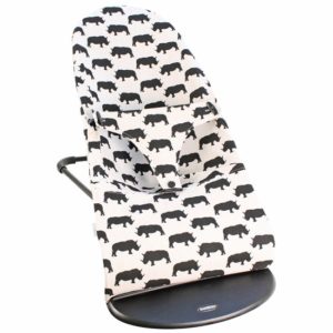 Afbeelding van Ukje wipstoelhoes voor BabyBjörn Balance 123 - Beige met zwarte neushoorns